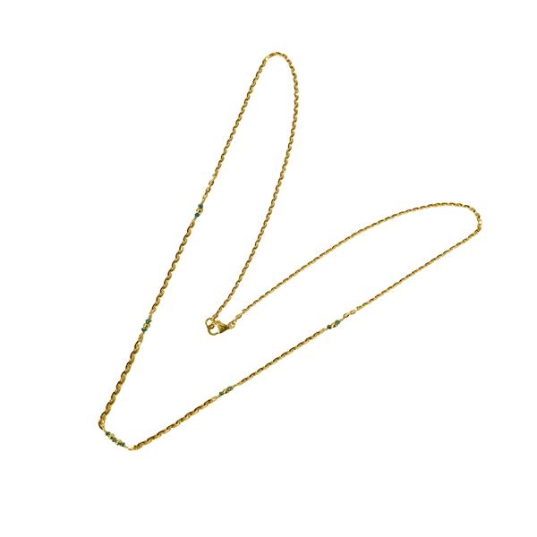 Halskæde i forløb - 14kt guld med Facetterede Grøn/Blålige Diamanter 45cm, fra San - Links of Joy