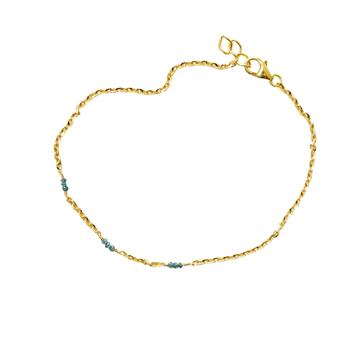 Armbånd eller halskæde i 18kt guld med Facetterede Grøn/Blålige Diamanter 38cm, fra San - Links of Joy