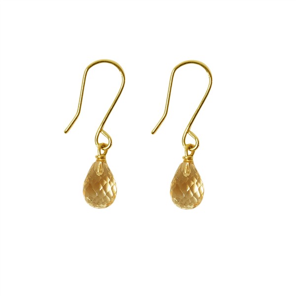14K Earrings w.Faceted Citrine 14karat , fra San - Links of Joy