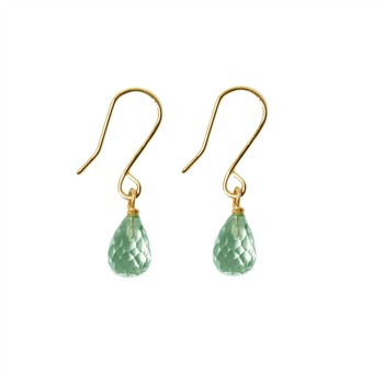 14k Earrings w.Faceted Green Amethyst 14karat , fra San - Links of Joy