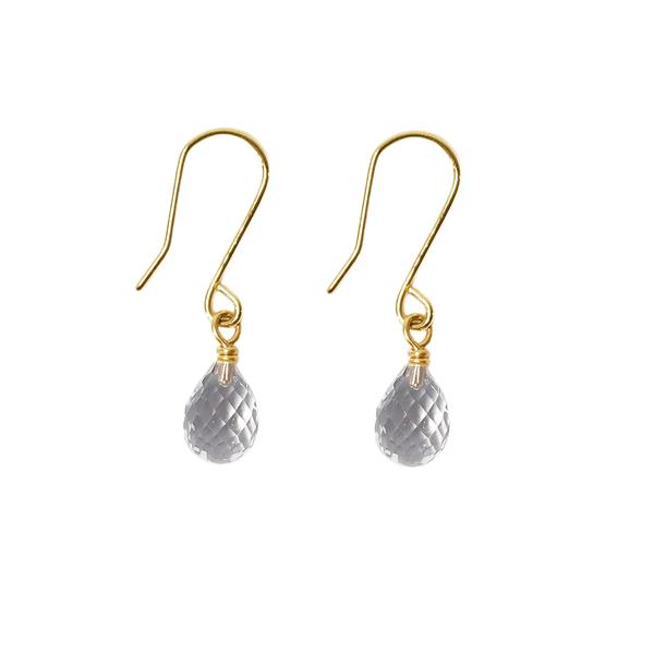 14K Earrings w.Faceted Mountain Crystal 14karat , fra San - Links of Joy