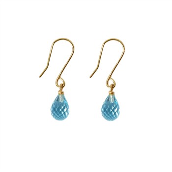 14K Earrings w.Faceted Blue Topas 14karat , fra San - Links of Joy