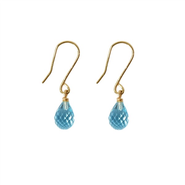 14K Earrings w.Faceted Blue Topas 14karat , fra San - Links of Joy