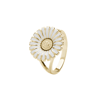 Sølv forg.ring m/marguerit 15 mm hvid, fra Aagaard