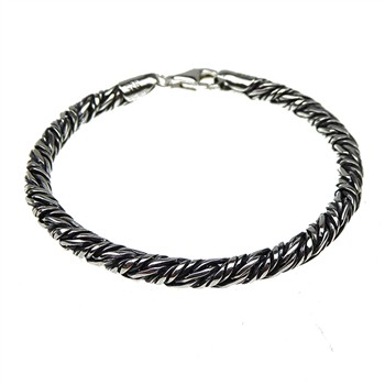 4,5mm Rævekæde/Twistet i Let Oxyderet Sterlingsølv Armbånd & Halskæde Letox. 23cm, fra San - Links of Joy