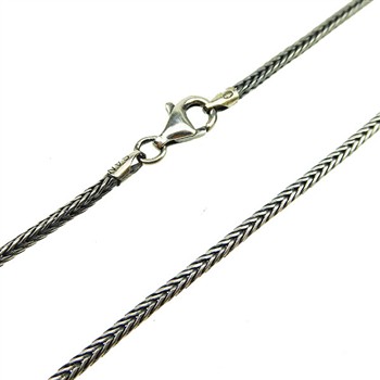 2,1mm Rævekæde i Let Oxyderet Sterlingsølv Armbånd & Halskæde 60cm, fra San - Links of Joy