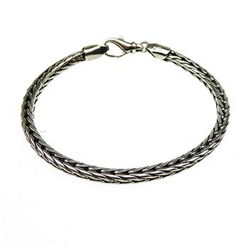 4mm Rævekæde i Let Oxyderet Sterlingsølv Armbånd & Halskæde Letoxyderet 19cm, fra San - Links of Joy