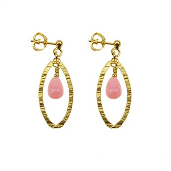 Øreringe - Forgyldt m.Pink Opal Pr.par, fra San - Links of Joy