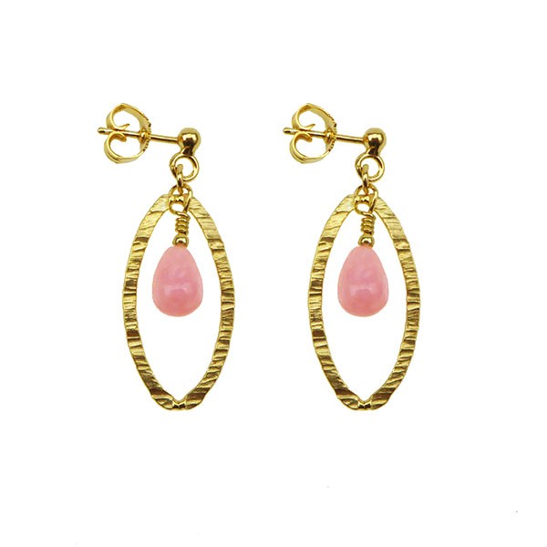 Øreringe - Forgyldt m.Pink Opal Pr.par, fra San - Links of Joy
