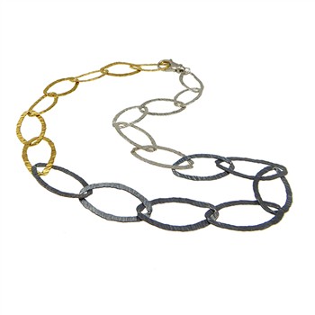 Armbånd & halskæde - sort/blank & forgyldt 23cm, fra San - Links of Joy