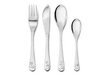 Børnebestik, 4 stk., skovdyr, rustfrit stål, fra Noa Kids