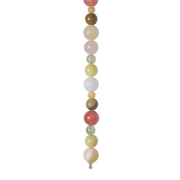 Rosaquartz, musdart, jade, prehnite, jasper, marmor 12mm system-kæde, fra Heinzendorff