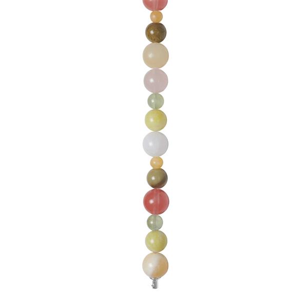 Rosaquartz, musdart, jade, prehnite, jasper, marmor 12mm system-kæde, fra Heinzendorff