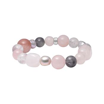 Rosaquartz, grå cloudy quartz, sol sten, fvkp. armbånd, fra Heinzendorff