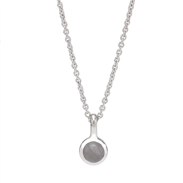 Rhd. sølvkæde SWEETS52 grey moonstone 5mm, fra Nordahl