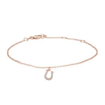 Rosaforgyldt sølv armbånd m/hestesko cz 7mm 17+3, fra Siersbøl