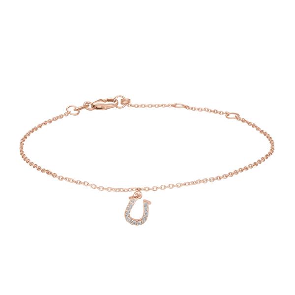 Rosaforgyldt sølv armbånd m/hestesko cz 7mm 17+3, fra Siersbøl