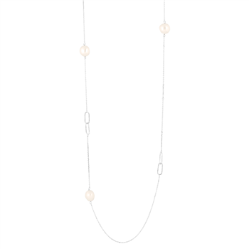 Rhd. sølvkæde BAROQUE52 led + ferskv.perle 95cm, fra Nordahl