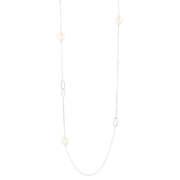 Rhd. sølvkæde BAROQUE52 led + ferskv.perle 95cm, fra Nordahl