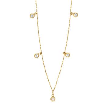 8kt. guldhalskæde m/5 cz i rørfatning, fra Siersbøl