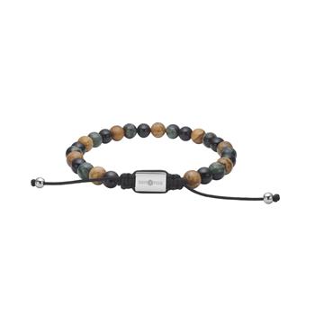 SON armbånd kambala jaspis/picture stone/sort agat og stål 4mm, 19-25cm, fra Son of Noa