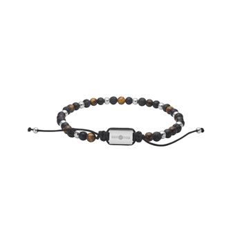 SON armbånd sort agate/lava/tigerøje og stål 4mm, 19-25cm, fra Son of Noa