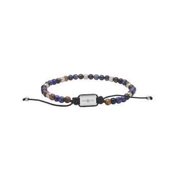 SON armbånd sodalite/gul tigerøje og stål 4mm, 19-25cm, fra Son of Noa