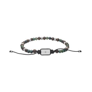 SON armbånd moss agate/ilmenite bronzitite og stål 4mm, 19-25cm, fra Son of Noa