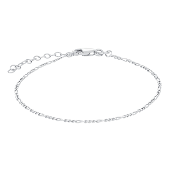 Rhod. sølvarmbånd FIGARO52 1,2mm , fra Nordahl