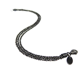 Armbånd & Halskæde - 3 rækket DiamondCut & Oxyderet 22cm, fra San - Links of Joy