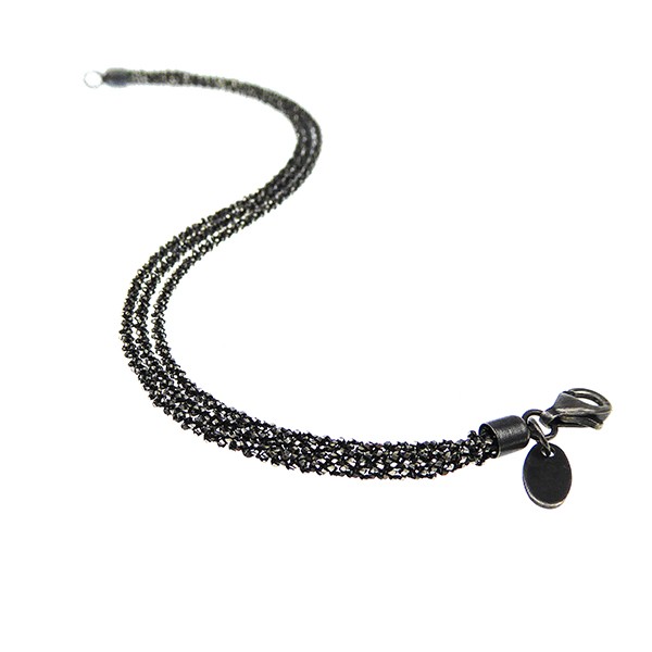 Armbånd & Halskæde - 3 rækket DiamondCut & Oxyderet 17cm, fra San - Links of Joy