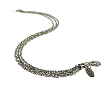 Armbånd & Halskæde - 3 rækket DiamondCut & Rhodineret 22cm, fra San - Links of Joy