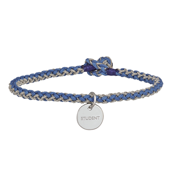 Håndflettet armbånd 16,5cm STUDENT blå sølv , fra Nordahl