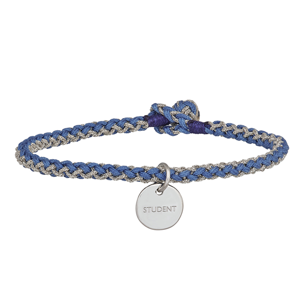 Håndflettet armbånd 16,5cm STUDENT blå sølv , fra Nordahl