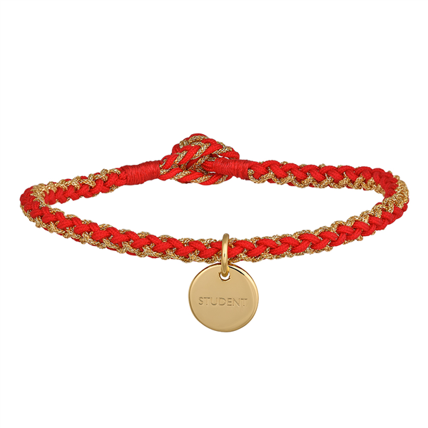 Håndflettet armbånd 16,5cm STUDENT rød FG , fra Nordahl