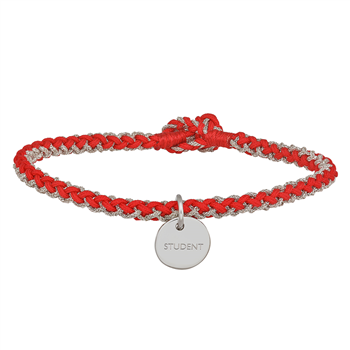 Håndflettet armbånd 16,5cm STUDENT rød sølv , fra Nordahl
