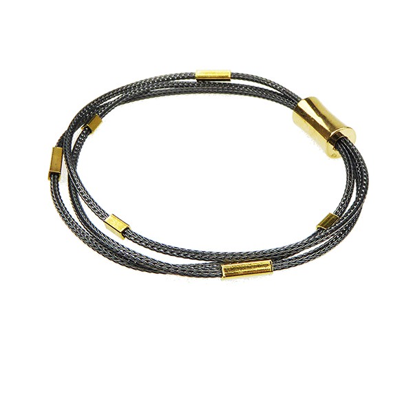Armbånd & halskæde - 3 rk.rævekæde med Magnetlås & Sort oxyderet/Forgyldt 40cm, fra San - Links of Joy