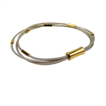 Armbånd & halskæde - 3 rl. rævekæde med magnetlås - Rhodineret/forgyldt 21cm, fra San - Links of Joy