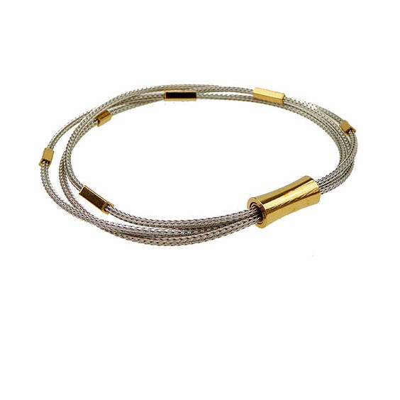 Armbånd & halskæde - 3 rl. rævekæde med magnetlås - Rhodineret/forgyldt 17cm, fra San - Links of Joy