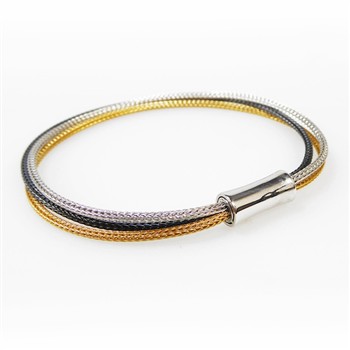 Armbånd & halskæde - 3 rk. sort/rhodium/forgyldt Sterlingsølv 21cm, fra San - Links of Joy