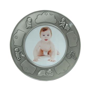 Fortinnet fotoramme (rund) m. drenge, fra Noa Kids