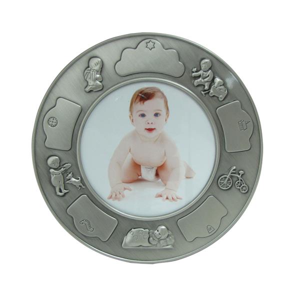 Fortinnet fotoramme (rund) m. drenge, fra Noa Kids