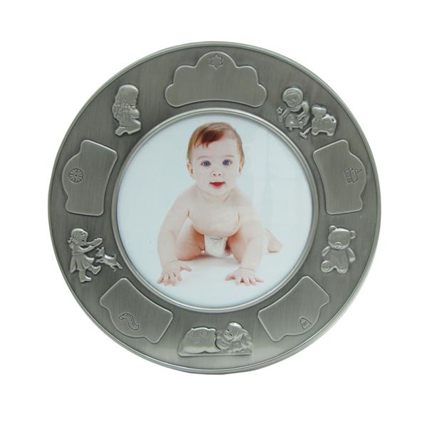 Fortinnet fotoramme (rund) m. piger, fra Noa Kids