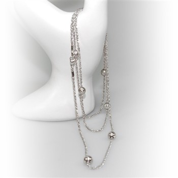 Halskæde - Lang kæde 70-90cm m.6 stk Magic Beads-Ø6mm 90cm, fra San - Links of Joy