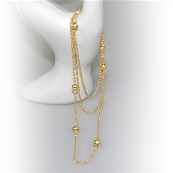 Halskæde - Lang kæde 70-90cm m. 6 stk Magic Beads-Ø6mm 90cm, fra San - Links of Joy