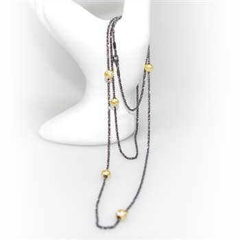 Halskæde - Lang kæde 70-90cm m. 6 stk Magic Beads-Ø6mm 80cm, fra San - Links of Joy