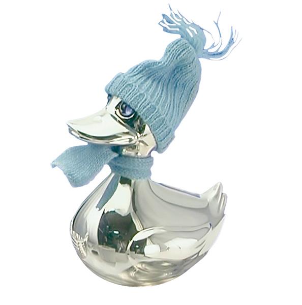 Forsølvet sparebøsse and m. blåt tøj, fra Noa Kids