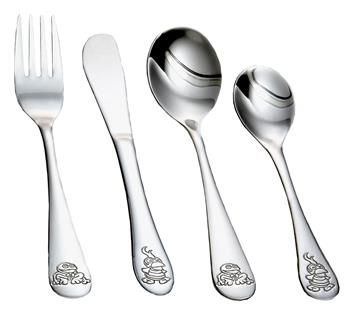 Rustfrit stål bestik m. Kaj & Andrea, fra Noa Kids