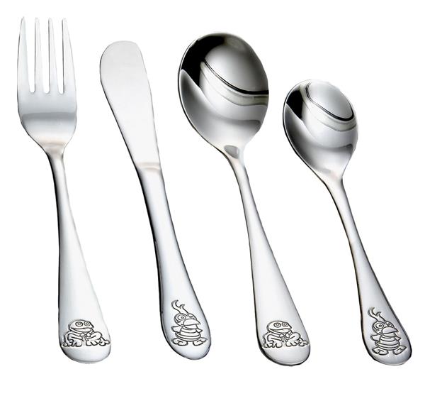 Rustfrit stål bestik m. Kaj & Andrea, fra Noa Kids