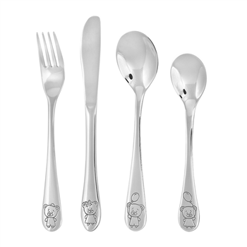 Rustfrit stål bestik m. bamser, fra Noa Kids